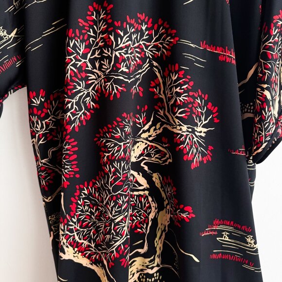 Natori Kimono Style Black Red Nightgown M - Picture 3 of 7